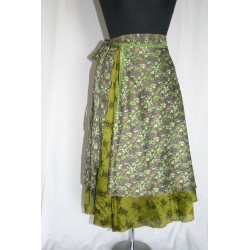 Reversible wrap silk skirts